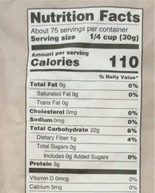 All purpose flour nutrition facts table
