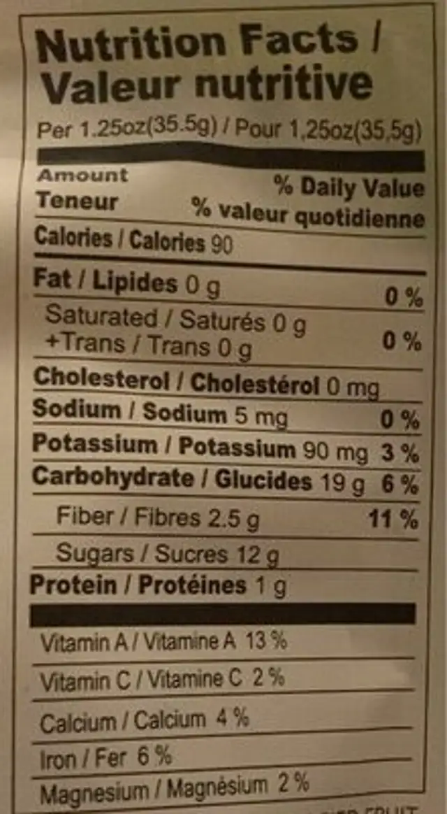 Dried fruit mix fruit medley of organic nutrition facts table