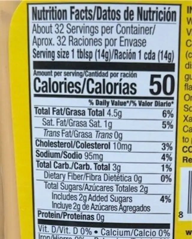 Pepinesa nutrition facts table