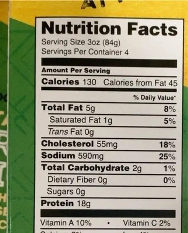 Fajita Seasoned Shredded Chicken nutrition facts table