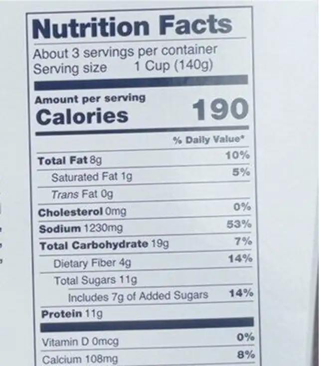 Plant Based “beef” & broccoli nutrition facts table