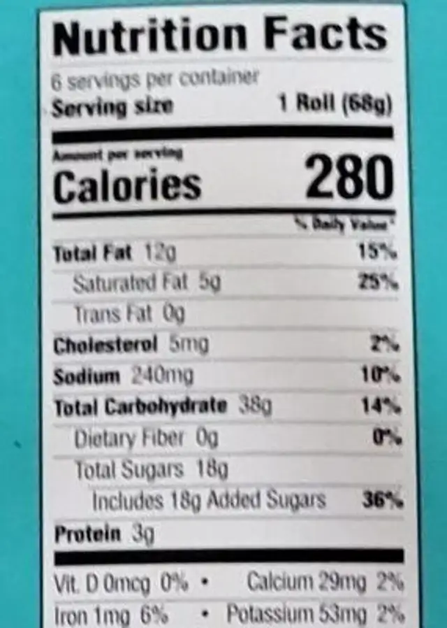 Frosted CinnaSweet Swirls nutrition facts table