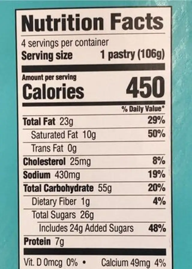 Frosting Filling CinnaPastry nutrition facts table