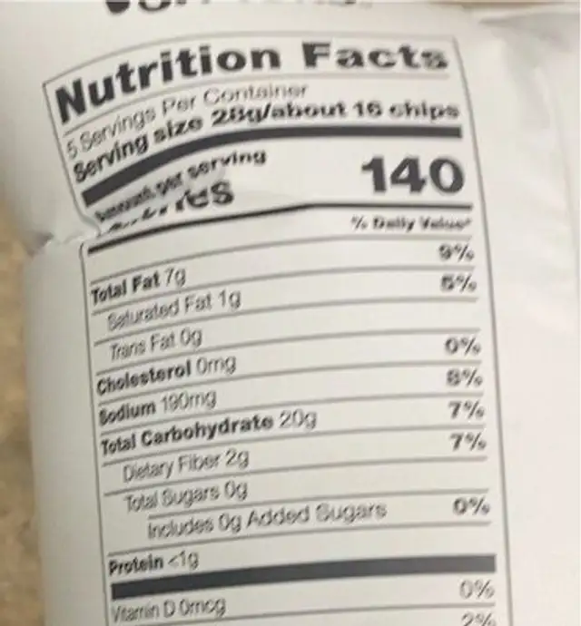 Plant snacks Lime nutrition facts table