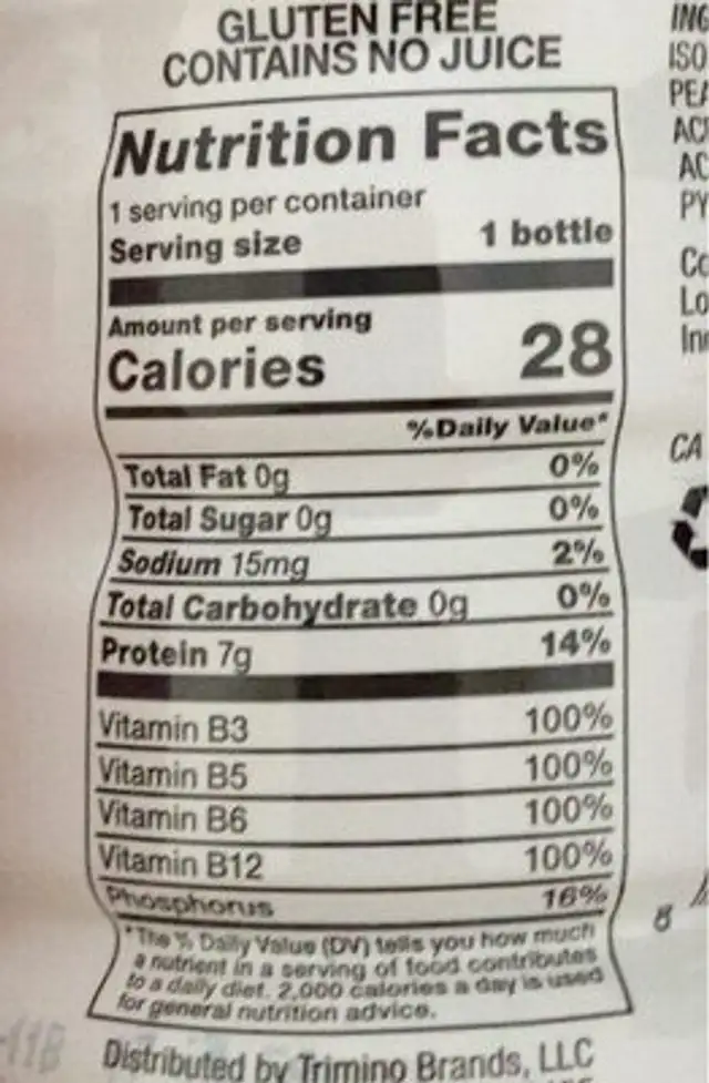 Protein-Infused Water (Peach) nutrition facts table