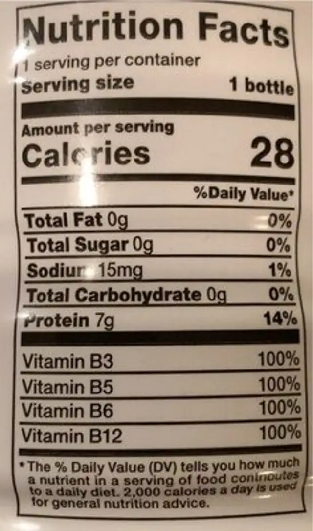 Protein infused water nutrition facts table