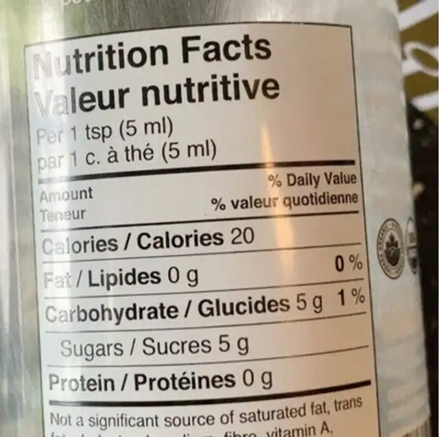 Agave biologique nature nutrition facts table