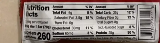 Mother of All Bars - Chicolate Protein Bar nutrition facts table