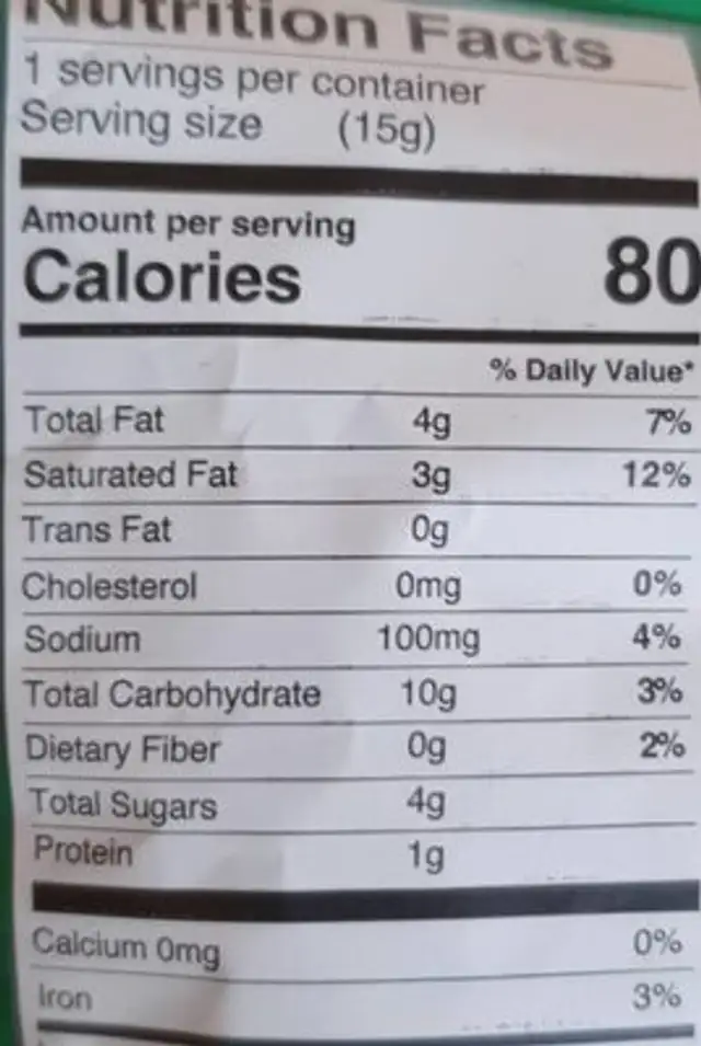 Toppers wigleez nutrition facts table