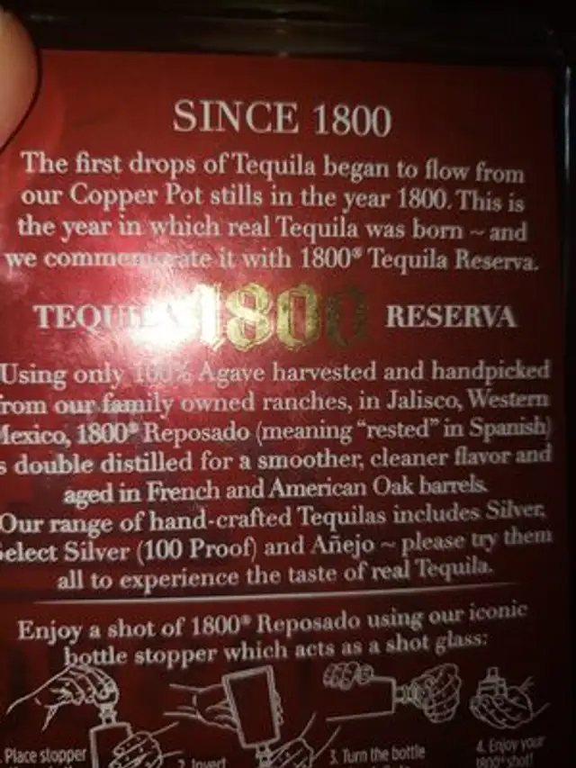 Resposado ingredients label
