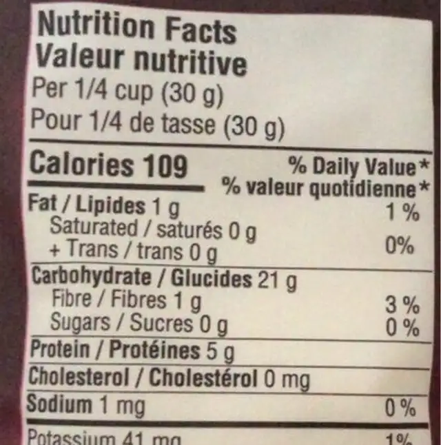 Pizza Crust Mix nutrition facts table