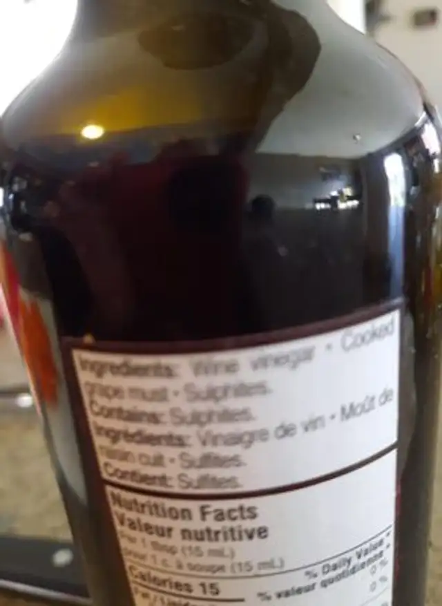 Vinaigre Balsamique de Modena ingredients label