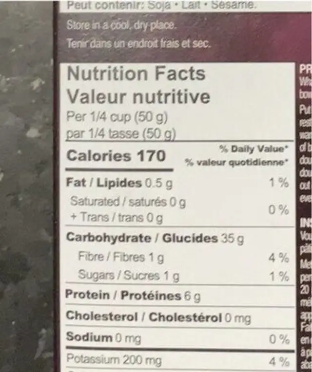 Apple pie mix with spices nutrition facts table