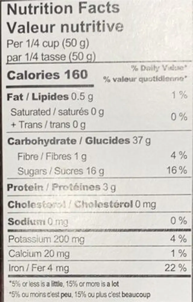 Mélange à Muffin au Cacao nutrition facts table