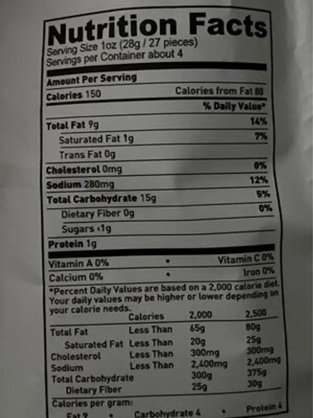 Quinoa puffs white cheddar nutrition facts table