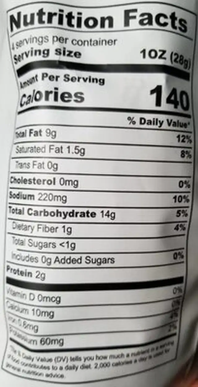 Quinoa& kale puffs jalapeno and cheddar flavor nutrition facts table