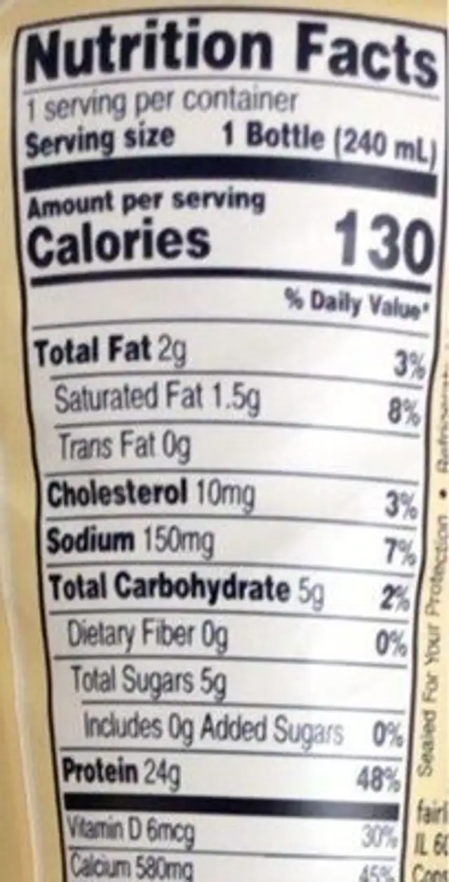Corr Power Vanilla Protein Shake nutrition facts table