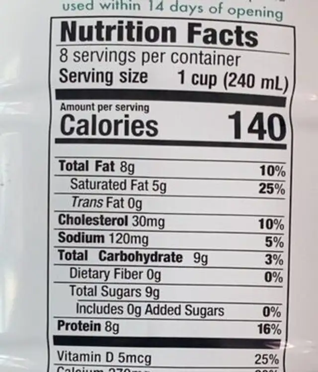 Lactose free good mood nutrition facts table