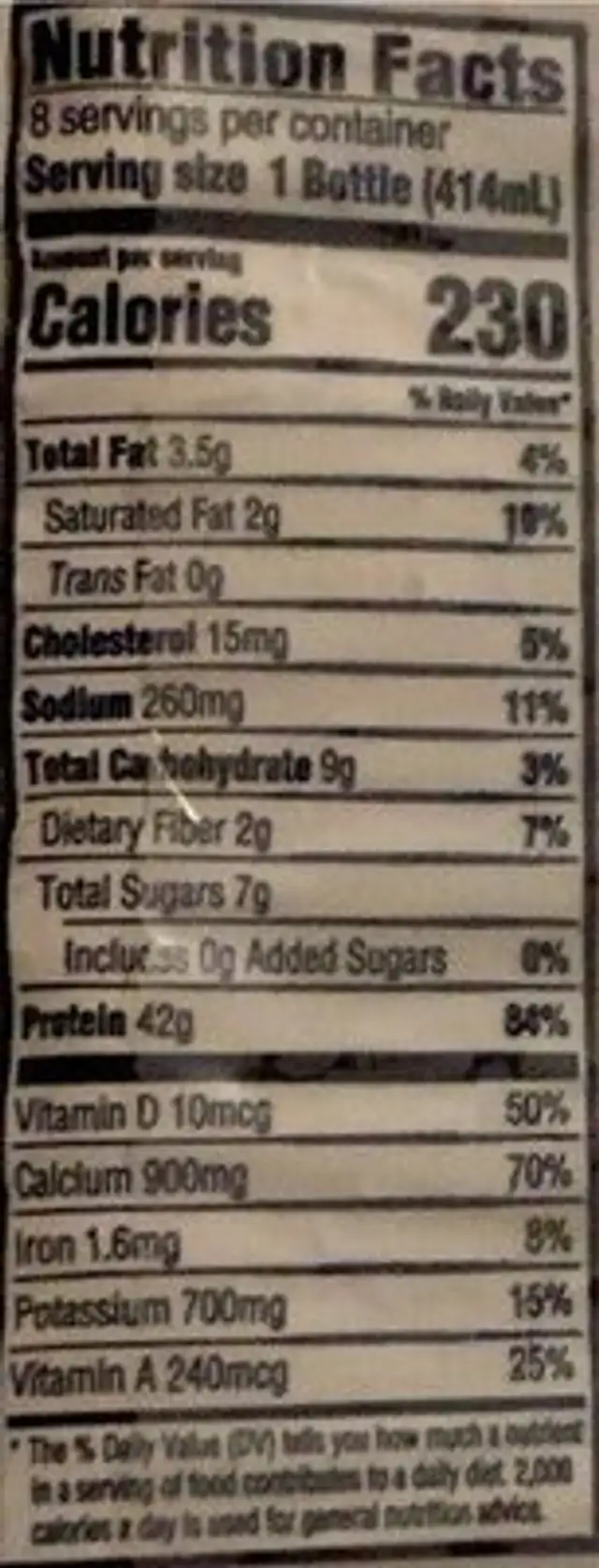 core power elite nutrition facts table