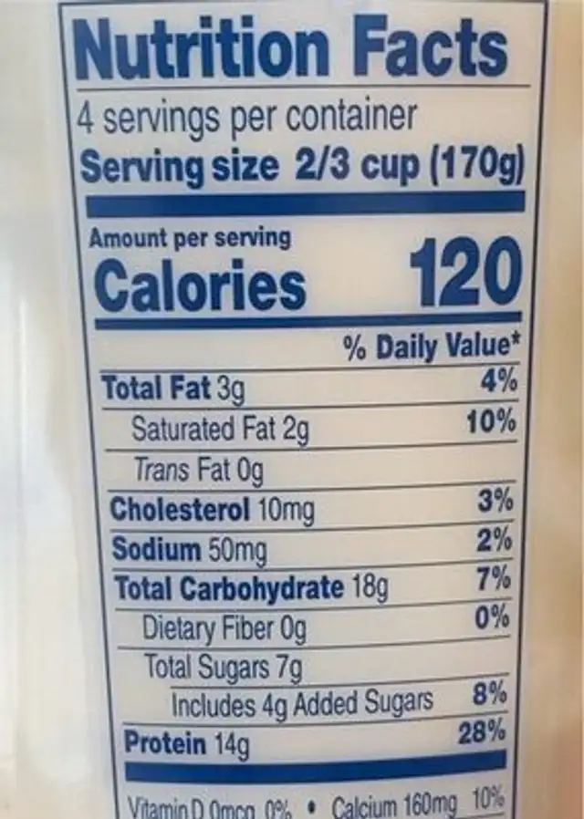 Peach ultra-filterd yogurt nutrition facts table