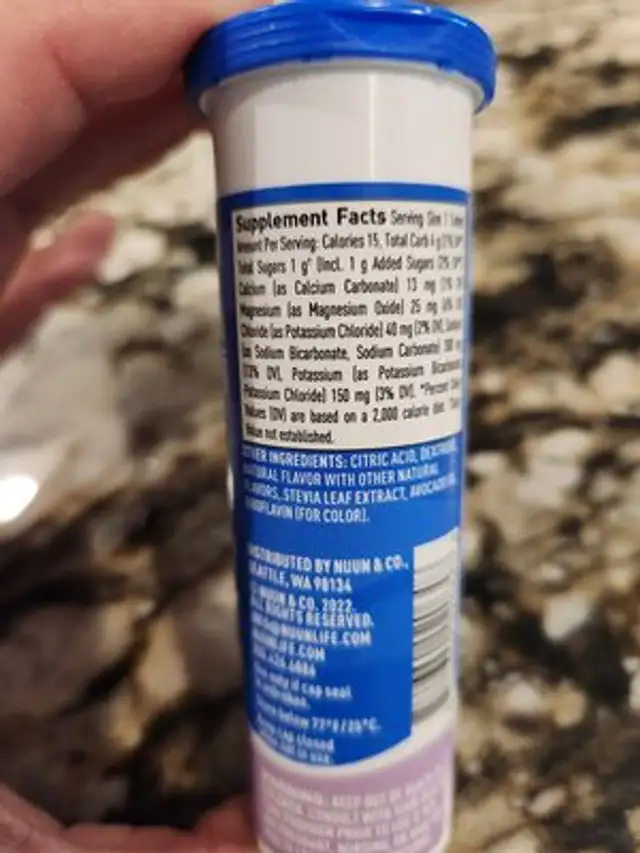 Nuun Hydration ingredients label
