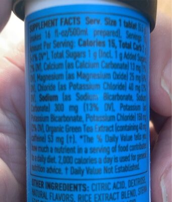 Sport Hydration +Caffeine Fresh Lime nutrition facts table