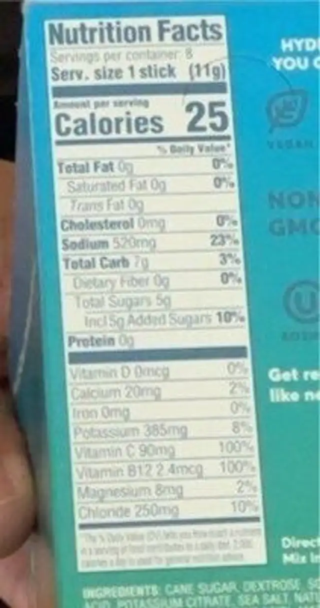 Nuun Instant nutrition facts table