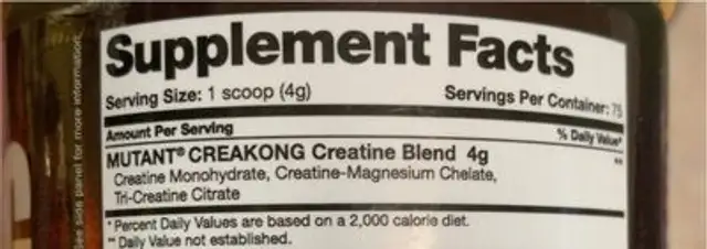 Creakong nutrition facts table