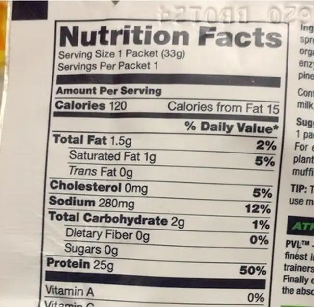 Fermented & Sprouted Plant-Pro nutrition facts table
