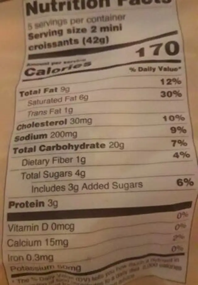 St pierre all butter mini nutrition facts table