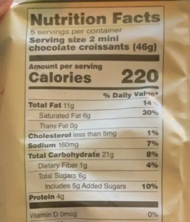 St pierre french bakery 10 all butter mini chocolate nutrition facts table