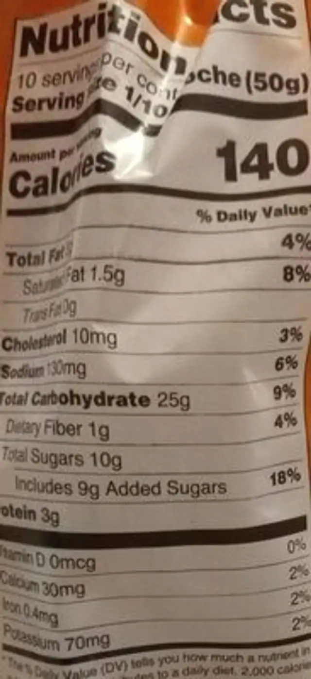 Sweet brioches wirl nutrition facts table