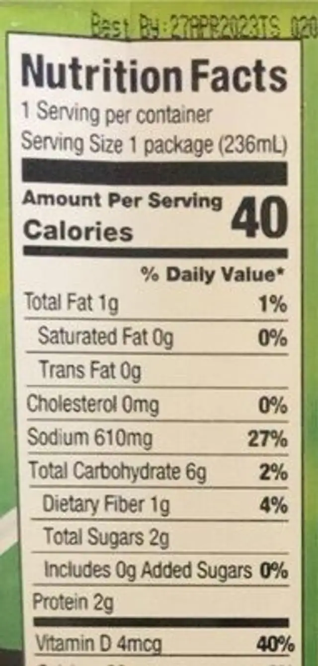 Miso Broth nutrition facts table