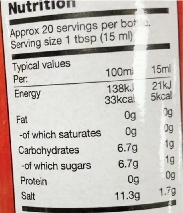 No soy soy-free sauce nutrition facts table