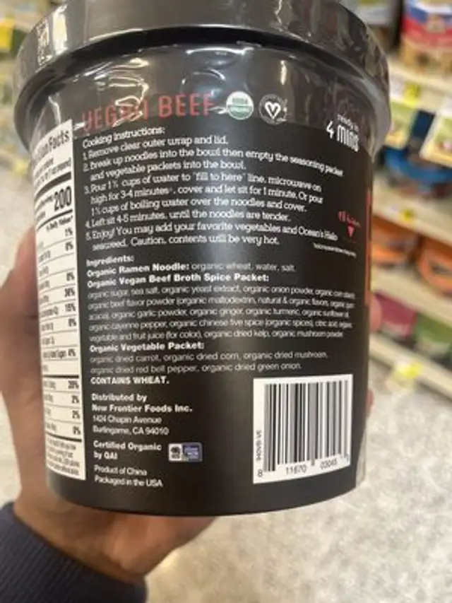 Big bowl noodels ingredients label