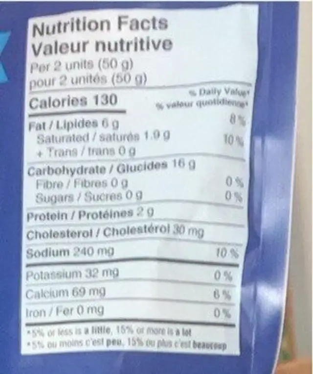 popcheese nutrition facts table