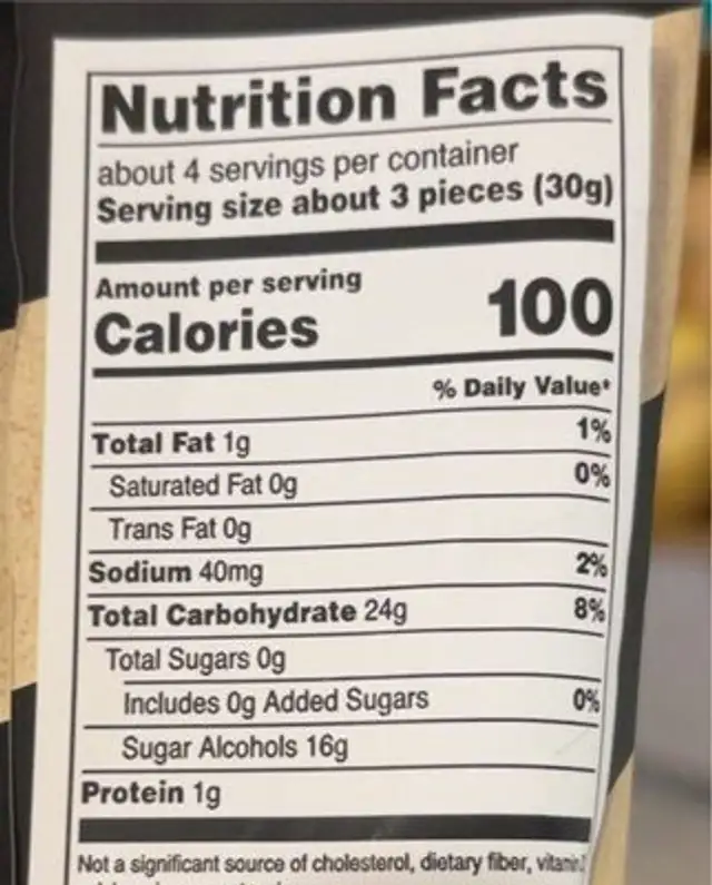 Soft Australian Licorice nutrition facts table