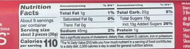 Real twists strawberry candy nutrition facts table