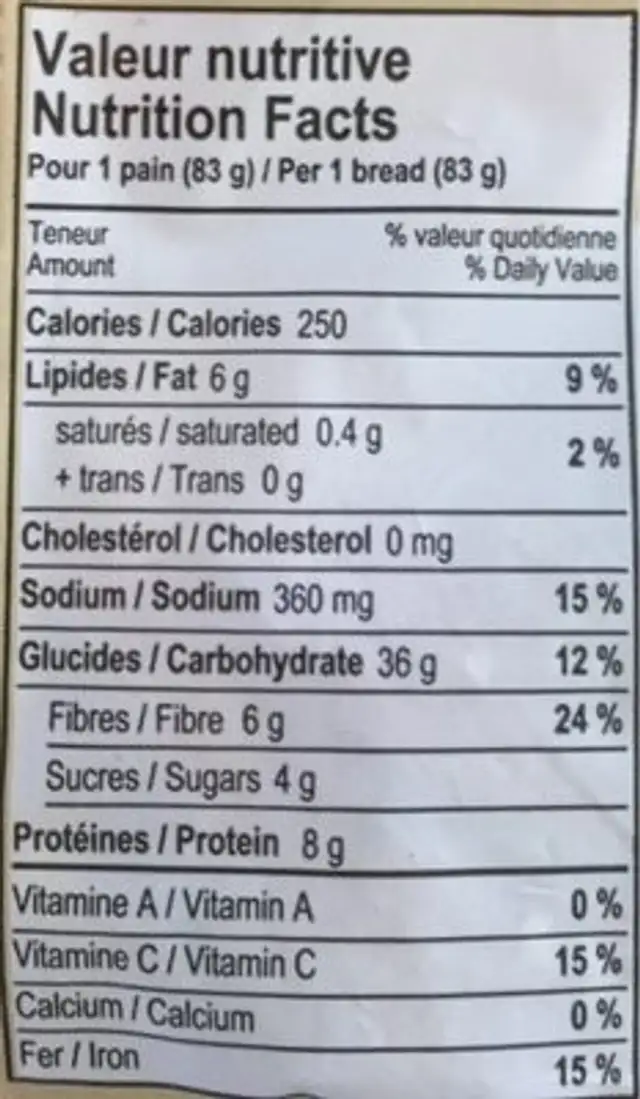Pains hamburger nutrition facts table