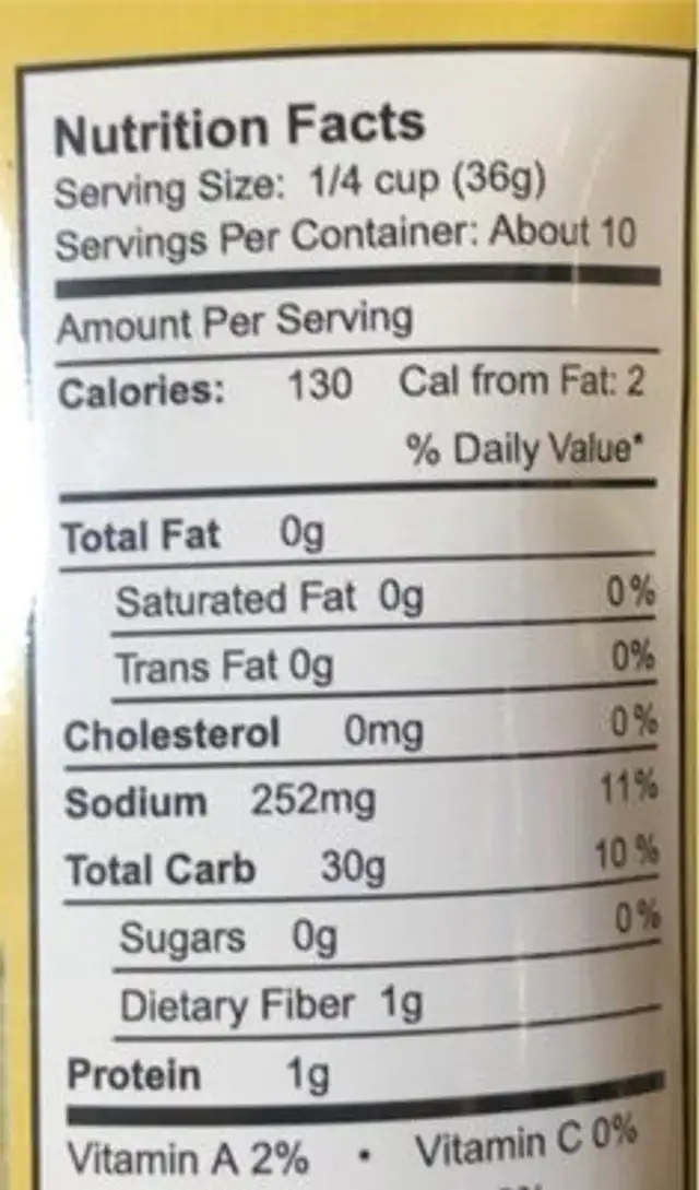 Light and crispy glutenfree batter mix nutrition facts table