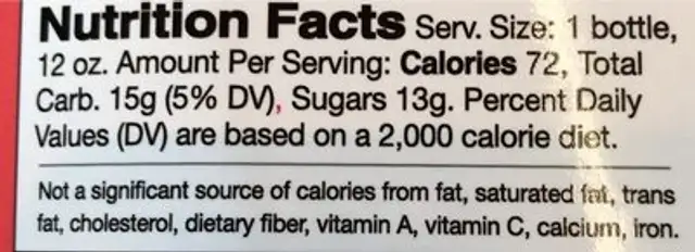 GLORYBUCHA Organic Blood Orange Kombucha nutrition facts table