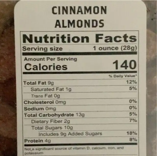 almonds nutrition facts table