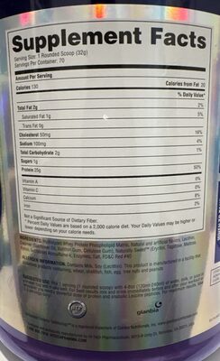 100% Hydrolyzed Whey Protein With EET nutrition facts table