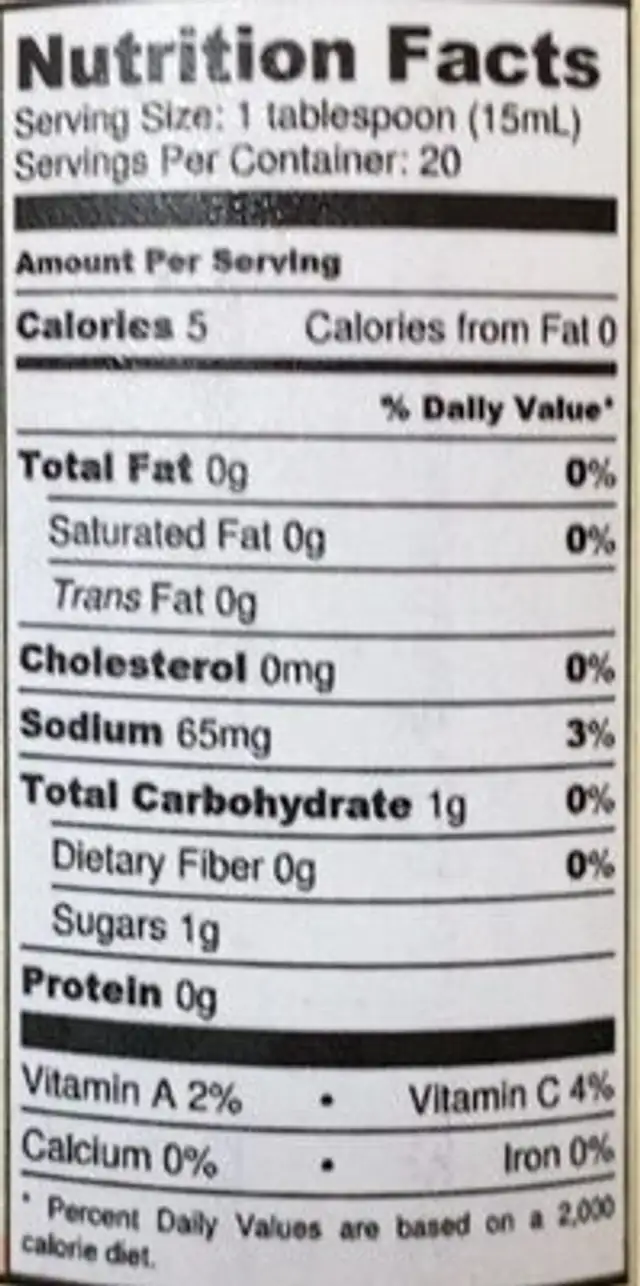 Southern Belle nutrition facts table