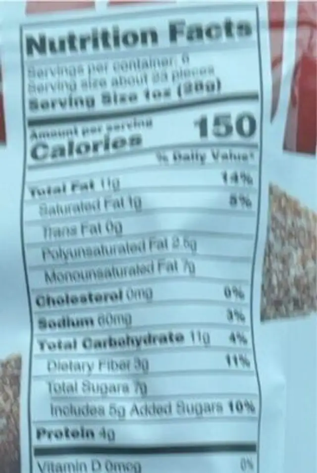 Honey glazed almonds nutrition facts table