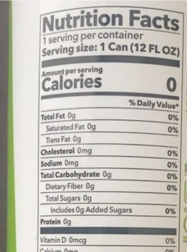 Organic ice tea nutrition facts table