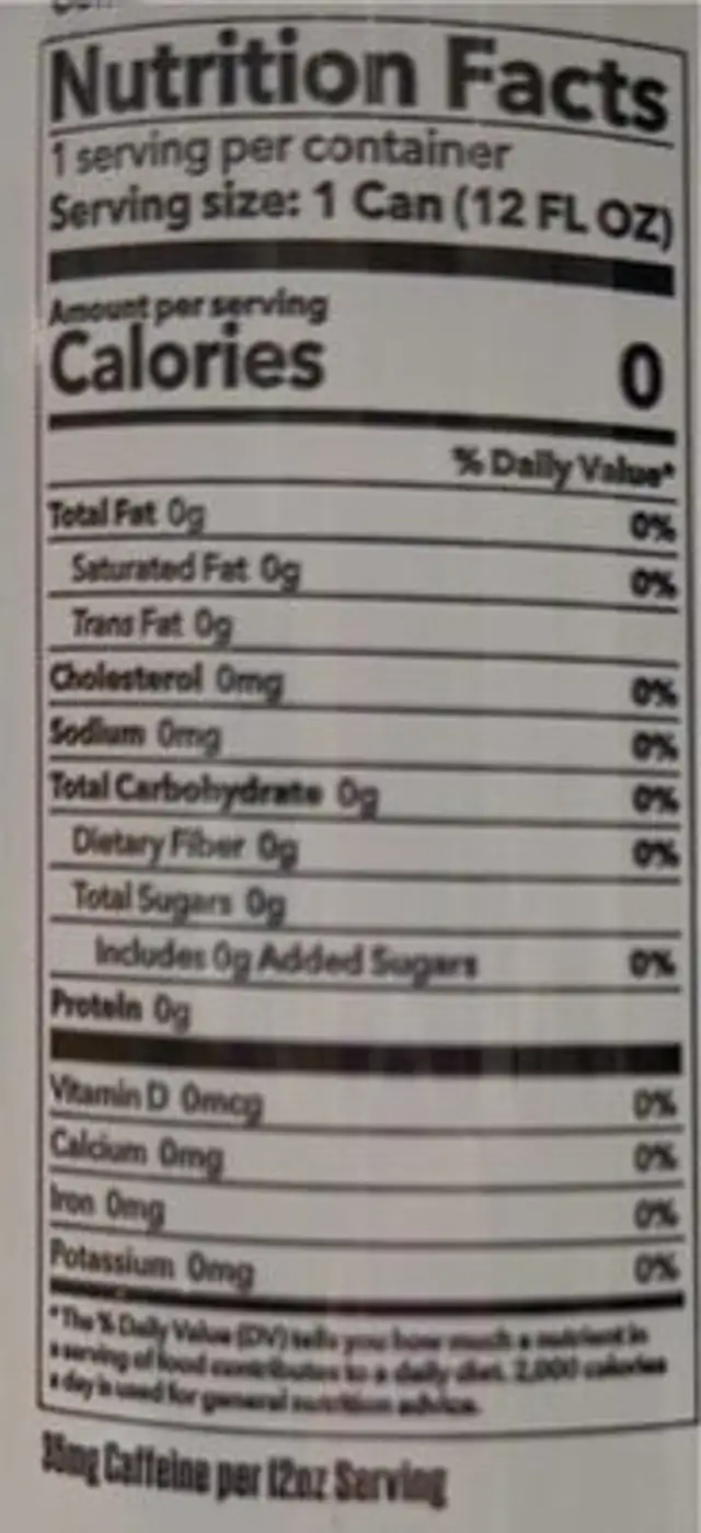 Teatulia Organic Iced Tea nutrition facts table