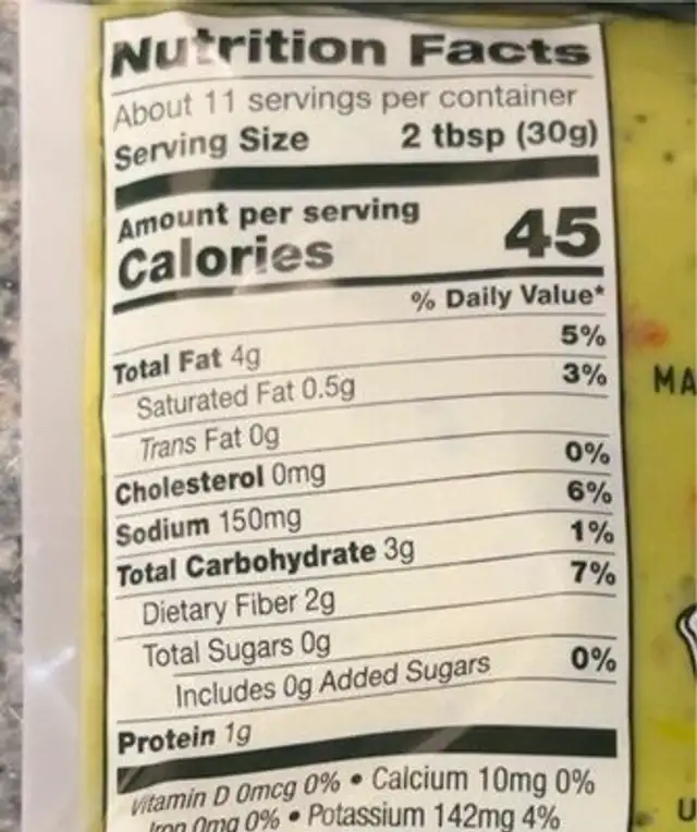 Guacamole Now Squeeze Fiesta nutrition facts table