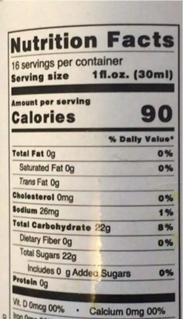 watermelon premium syrup nutrition facts table