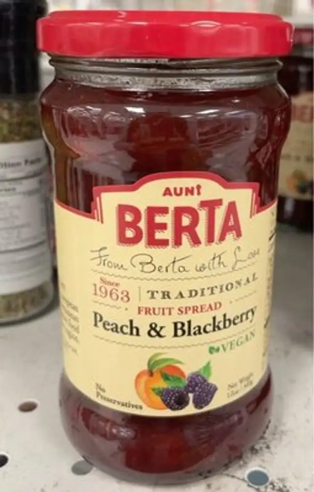 FRUIT SPREAD Peach & Blackberr CA VEGAN